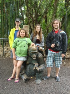 San Diego Zoo gorilla area with the kiddos and a bonus kiddo, Todd's daughter Hannah, quite a brave soul for joining our wild crew for the week! 