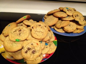 Chocolate Chip/M&M Cookies I took along to share at our family reunion!