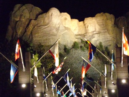 Mt. Rushmore lit up